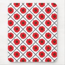 Vermelho Shabby Chic, Papoulas Florais Pretas e Br