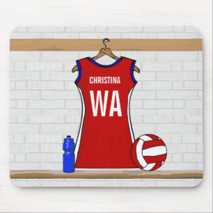 Mousepad Vermelho uniforme do Netball feito sob encomenda