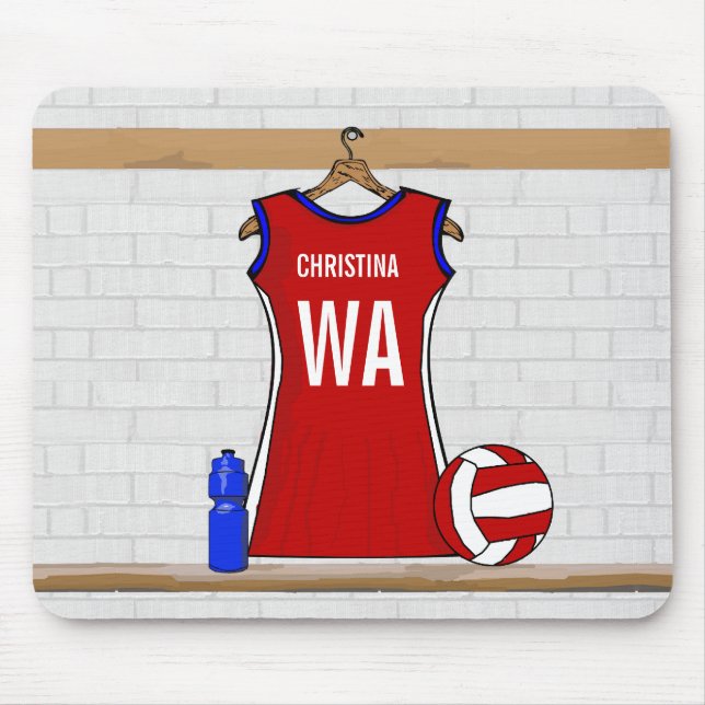 Mousepad Vermelho uniforme do Netball feito sob encomenda (Frente)