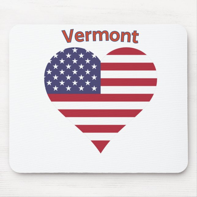 Mousepad Vermont American Flag Heart (Frente)
