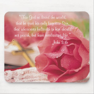 Mousepad Versão do 3:16 de John - rosa Dourado da cruz & d