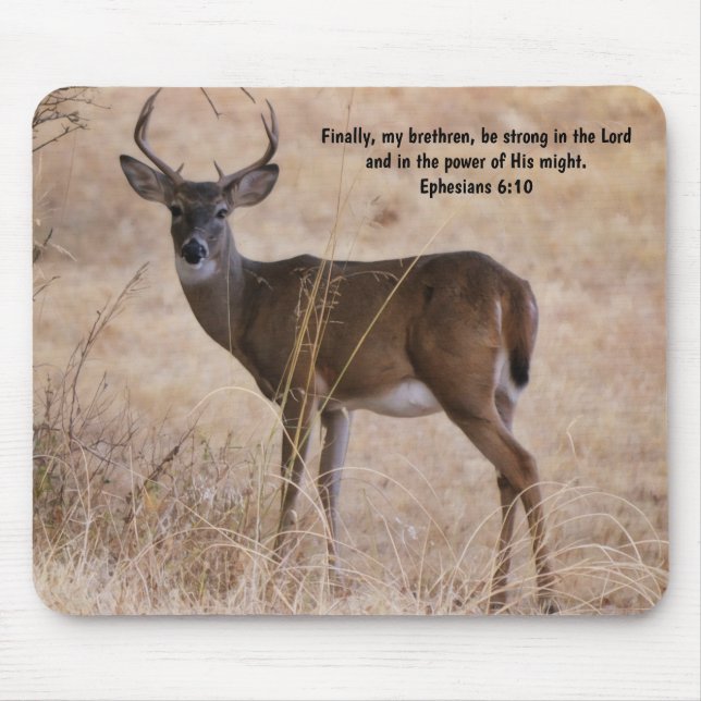 Mousepad Versículo Bíblico da Fé do Veado Macho (Frente)