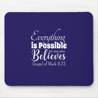 Mousepad Versículo da Bíblia da Fé Cristã Acredite Azul Esc