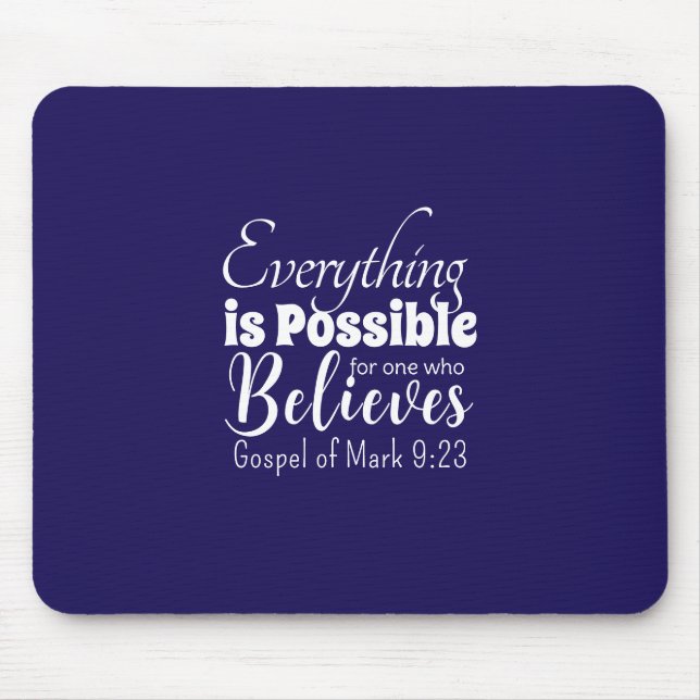 Mousepad Versículo da Bíblia da Fé Cristã Acredite Azul Esc (Frente)