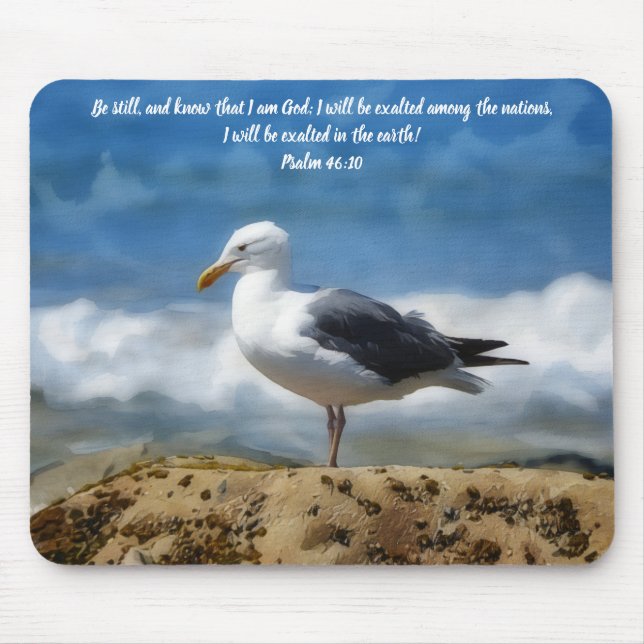 Mousepad Versículo da Bíblia do Pássaro Marinho Parado Fé (Frente)