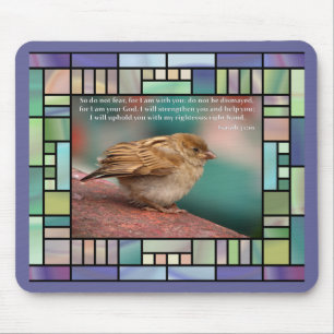 Mousepad Verso da bíblia do 41:10 de Isaiah com vitral do