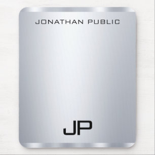 Mousepad Vertical - Monograma de aparência Metálica de Faux