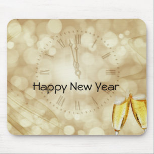 Mousepad Véspera de Ano Novo com óculos de champanhe