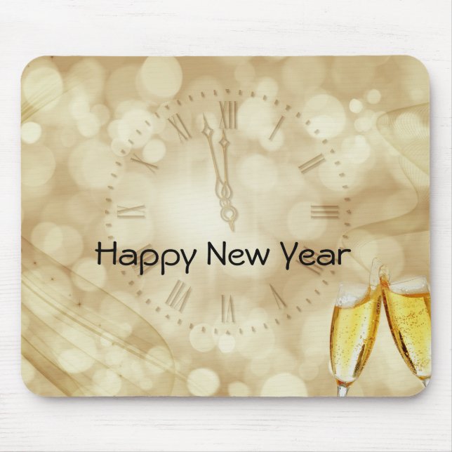 Mousepad Véspera de Ano Novo com óculos de champanhe (Frente)