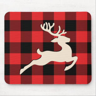 Mousepad Vestidos de Natal Antlers Red Black Gingham