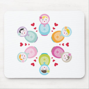 Mousepad VESTUÁRIO: bonecas de babushka - mandala