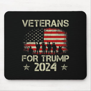 Mousepad Veteranos Para Trump 2024 Bandeira Americana 4 De
