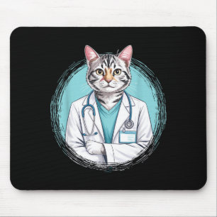 Mousepad Veterinário felino médico de gato estetoscópio méd