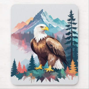 Mousepad Vetor de Águia Balda Arte Animal Majestosa Naturez