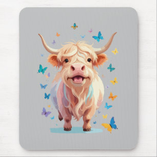 Mousepad Vetor de Vaca Highland pintando um animal adorável