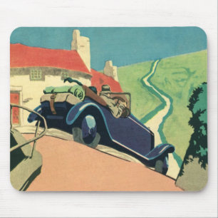 Mousepad Viagem de carro conversível antigo no campo