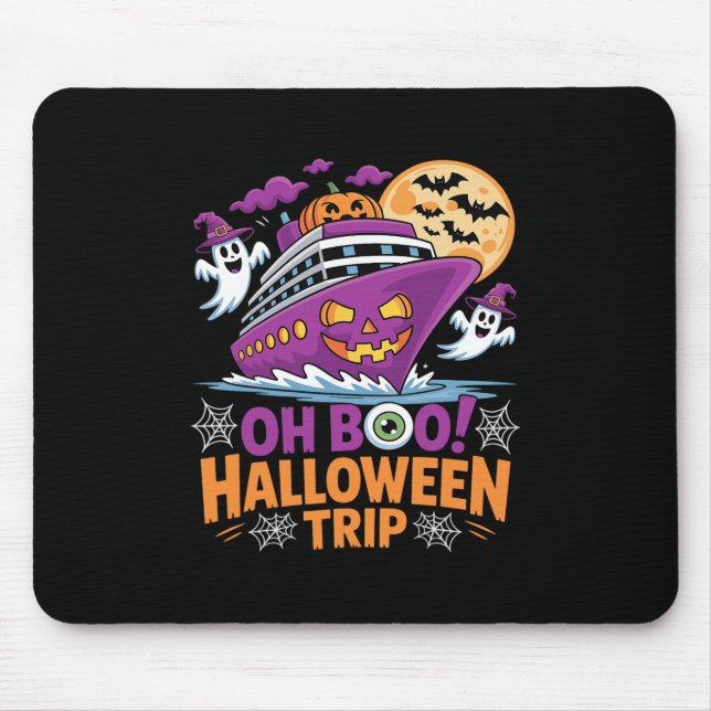 Mousepad Viagem de Halloween Oh Boo Fantasma Navio Assustad (Frente)