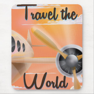 Mousepad Viagem do poster de avião clássico do mundo