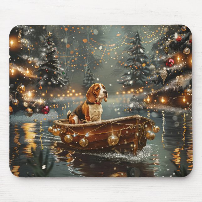 Mousepad Viagem Festiva de Natal do Beagle (Frente)