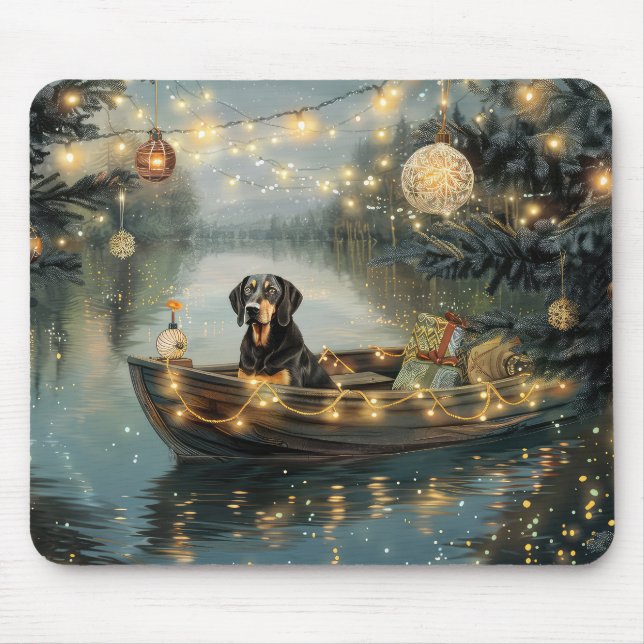 Mousepad Viagem Festiva de Natal do Bluetick Coonhound (Frente)