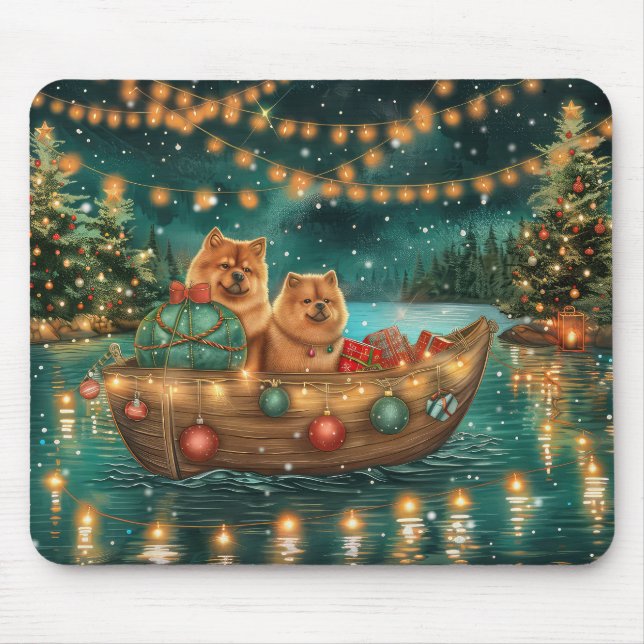 Mousepad Viagem Festiva de Natal do Chow Chow (Frente)