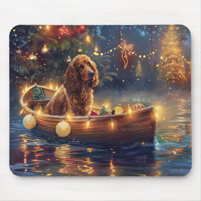 Mousepad Viagem Festiva de Natal do Cocker Spaniel (Frente)