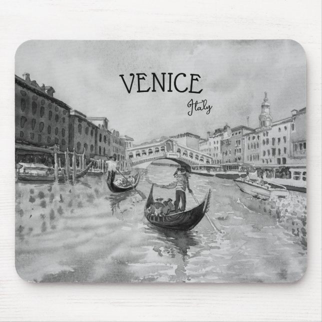 Mousepad Viagem Itália - souvenir preto e branco de VENICE (Frente)