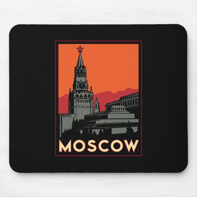 Mousepad viagem retro do art deco de Moscovo Rússia kremlin (Frente)