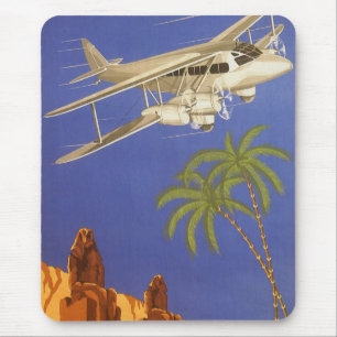 Mousepad Viagens vintage ao Cairo, Eygpt, Avião de Biplano