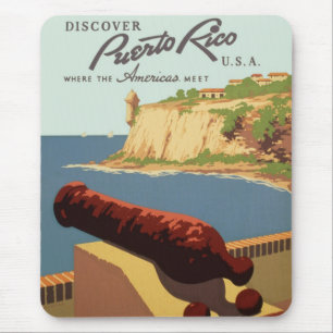 Mousepad Viagens vintage Art, Descubra Porto Rico!