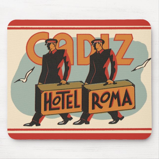 Mousepad Viagens vintage Belllúpulo Hotel Roma, Cádiz, Espa (Frente)