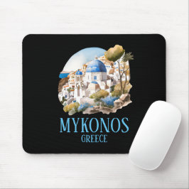 Mousepad Viagens vintage da ilha grega Grécia Mykonos