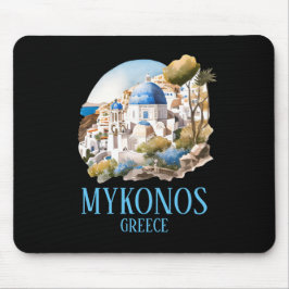 Mousepad Viagens vintage da ilha grega Grécia Mykonos