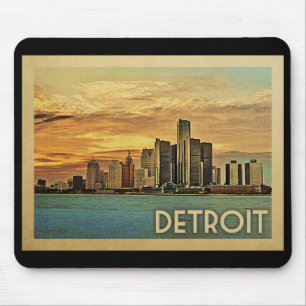 Mousepad Viagens vintage de Detroit Michigan