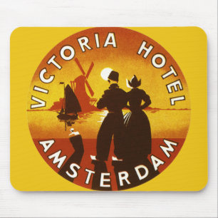 Mousepad Viagens vintage, Hotel Victoria, Amsterdã, Holanda