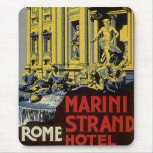 Mousepad viagens vintage, Marini Strand Hotel, Roma, Itáli
