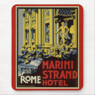 Mousepad Viagens vintage, Marini Strand Hotel, Roma, Itália