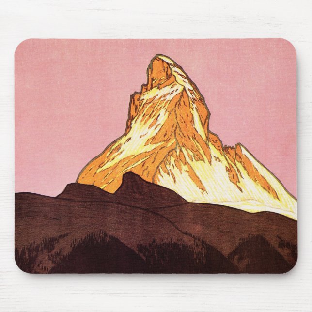 Mousepad Viagens vintage, Montanha Matterhorn, Suiça (Frente)