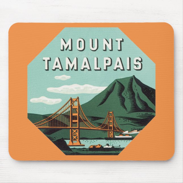 Mousepad Viagens vintage, Montanha Tamalpais ou Montagem em (Frente)