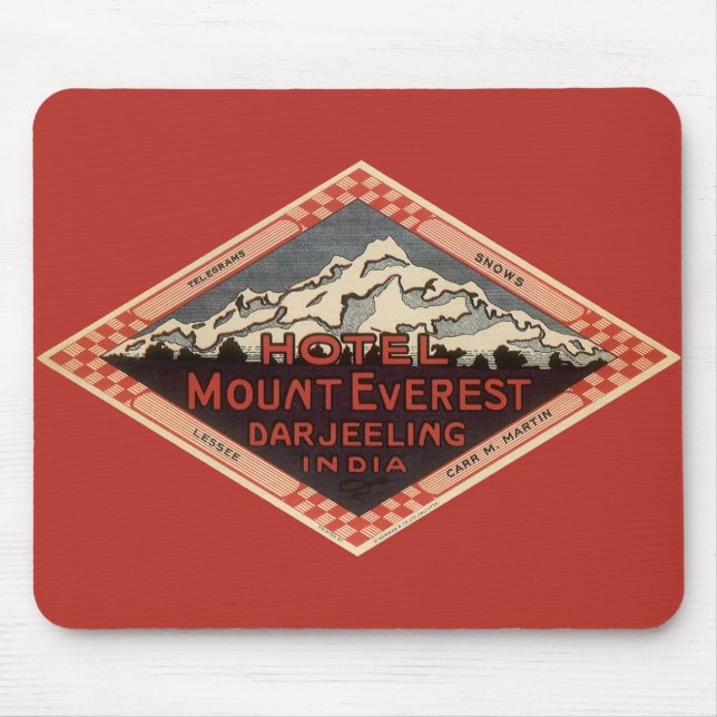 Mousepad Viagens vintage, Monte Everest, Darjeeling India (Frente)