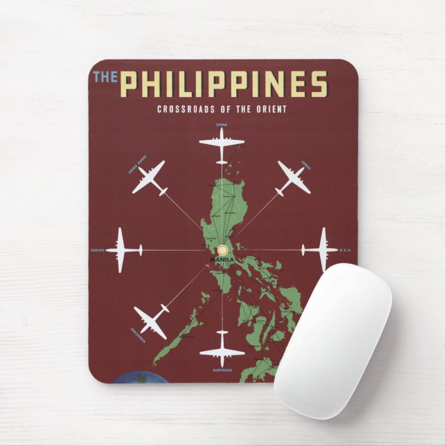 Mousepad Viagens vintage Para Linhas Aéreas Filipinas (Com mouse)