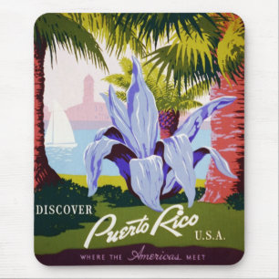 Mousepad Viagens vintage Poster, Descubra Porto Rico!