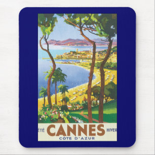 Mousepad Viagens vintage, Praia em Cannes, França