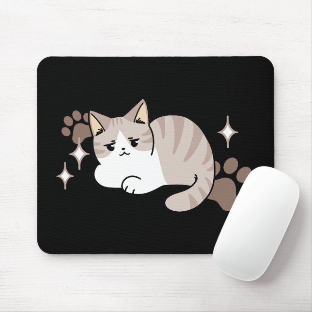 Mousepad Vibes relaxadas e preguiçosas para Design de gatin (Com mouse)
