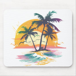 Mousepad Víblias Tropicais Sunset - Palm Trees & Beach Desi
