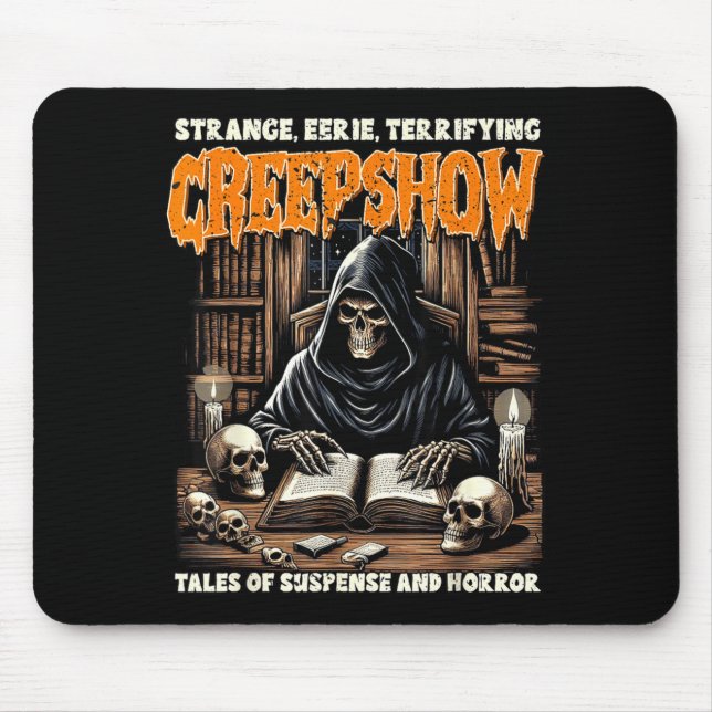 Mousepad Vibrações de Halloween Leitura Assustadora Esquele (Frente)