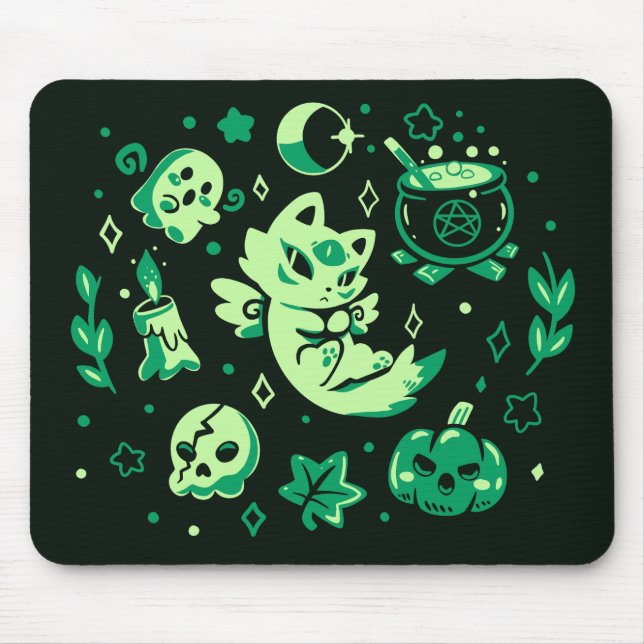 Mousepad Vibrações de Halloween Verde (Frente)