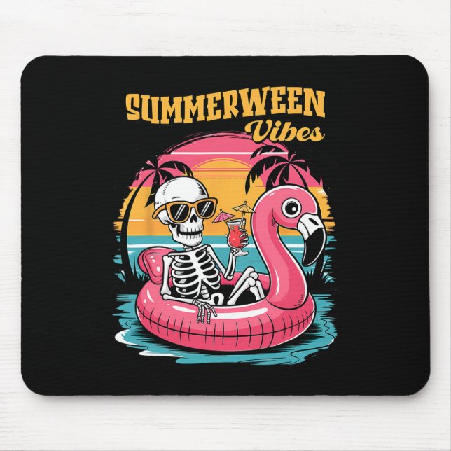 Mousepad Vibrações de Summerween Esqueleto Férias de Verão  (Frente)