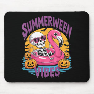 Mousepad Vibrações de Summerween Esqueleto Flamingo Assusta