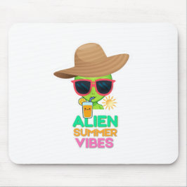 Mousepad Vibrações de Verão de Praia com Alien Retrô